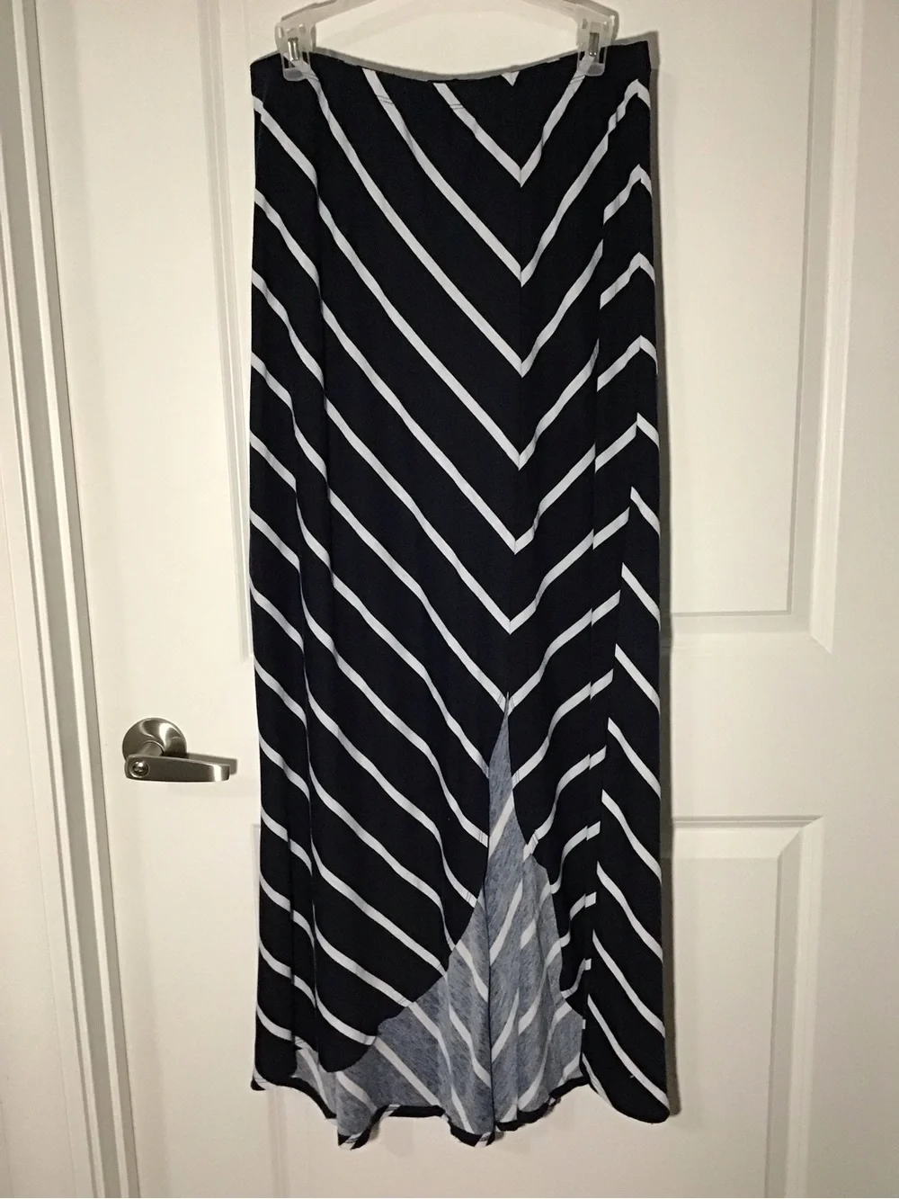Navy and White Diagonal Stripe Maxi Skirt Size M